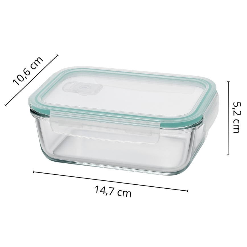Set van 4 bewaardozen voor voedsel – transparant/mint
