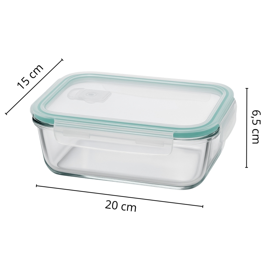 Set van 4 bewaardozen voor voedsel – transparant/mint