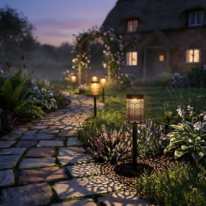 Set van 4 DECOR LED-zonnelampen 1,2V 150 mAh 3000K 39 cm IP44 zwart