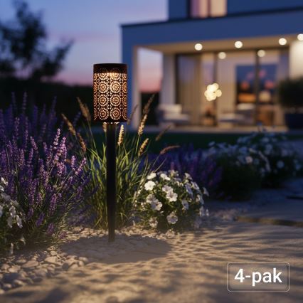 Set van 4 DECOR LED-zonnelampen 1,2V 150 mAh 3000K 39 cm IP44 zwart