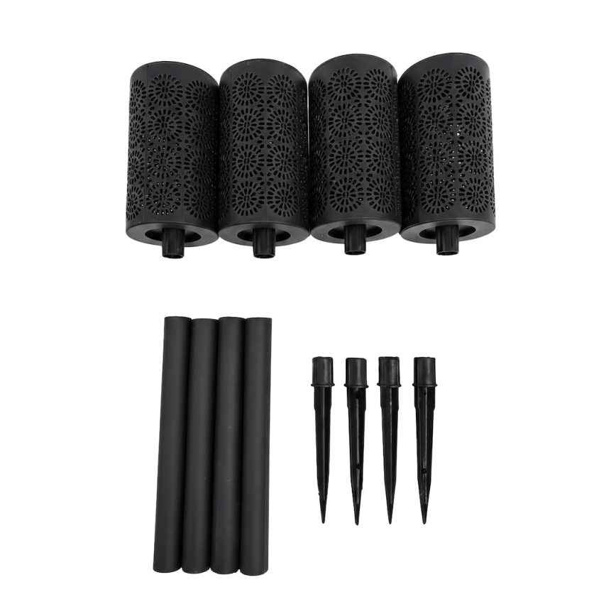 Set van 4 DECOR LED-zonnelampen 1,2V 150 mAh 3000K 39 cm IP44 zwart