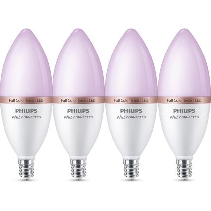 Set van 4 dimbare RGB LED-lampen Philips SMART C37 E14/4,9W/230V 2200-6500K