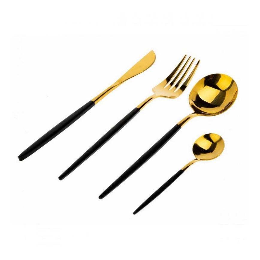 Set van 4 roestvrijstalen bestek LIJO zwart/goud