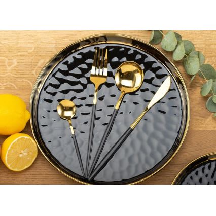 Set van 4 roestvrijstalen bestek LIJO zwart/goud