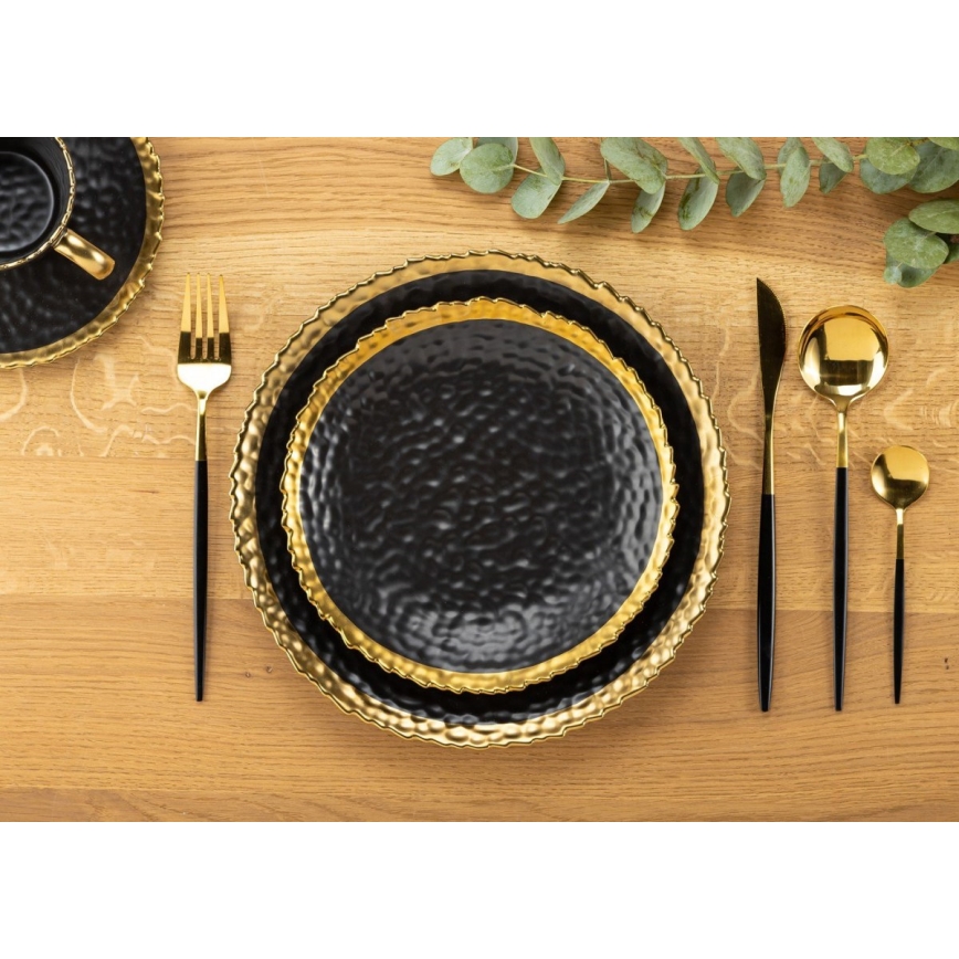 Set van 4 roestvrijstalen bestek LIJO zwart/goud