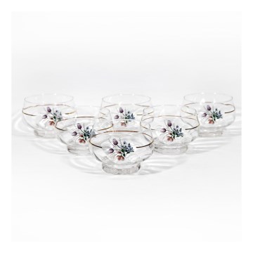 Set van 6 glazen kommen voor compote