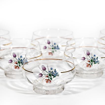 Set van 6 glazen kommen voor compote
