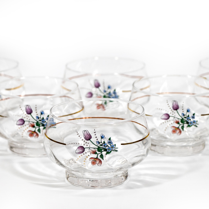 Set van 6 glazen kommen voor compote