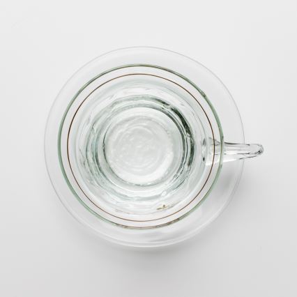 Set van 6 glazen kopjes met schoteltje, helder, boeket nr. 4