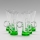 Set van 6 groene likeurglazen met oor