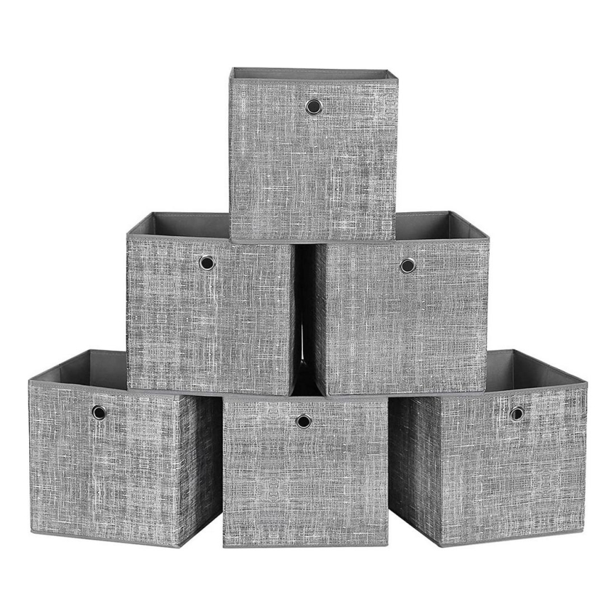 Set van 6 opbergboxen CURAN, grijs