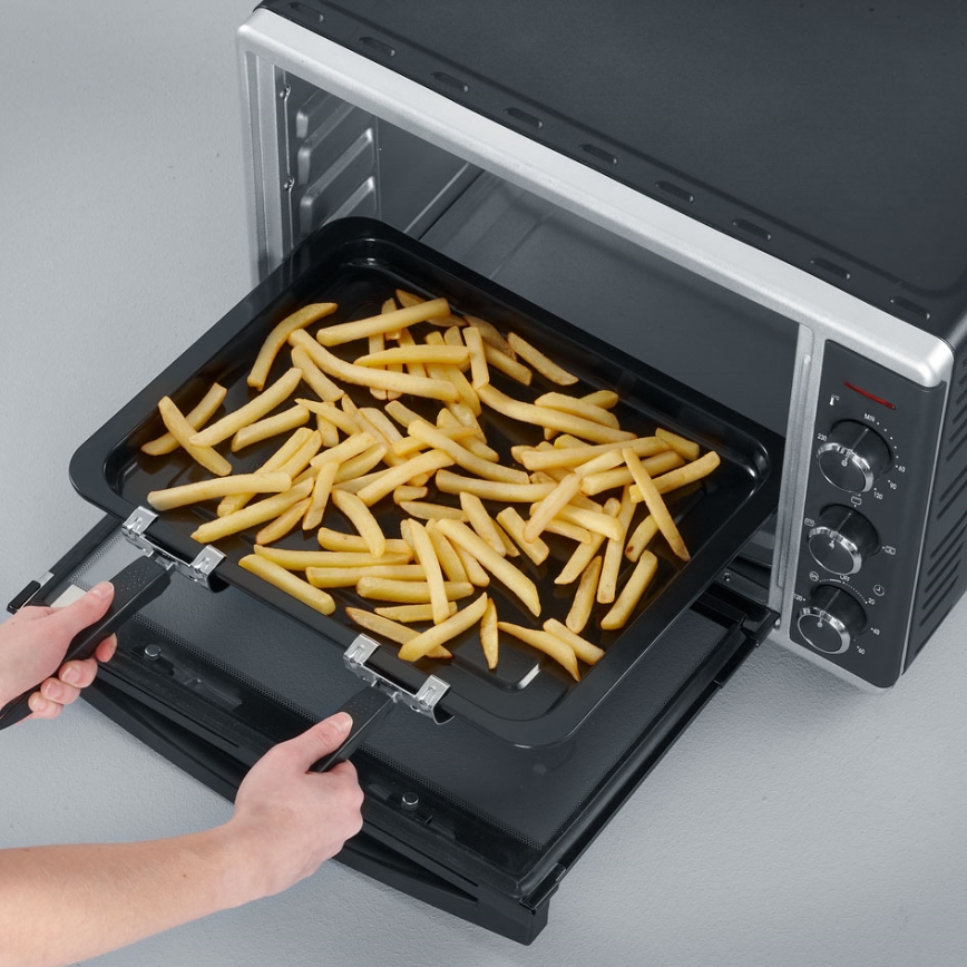 Severin TO 2058 - Heteluchtoven met grillfunctie en pizzasteen 1800 W/230 V 42 l zwart