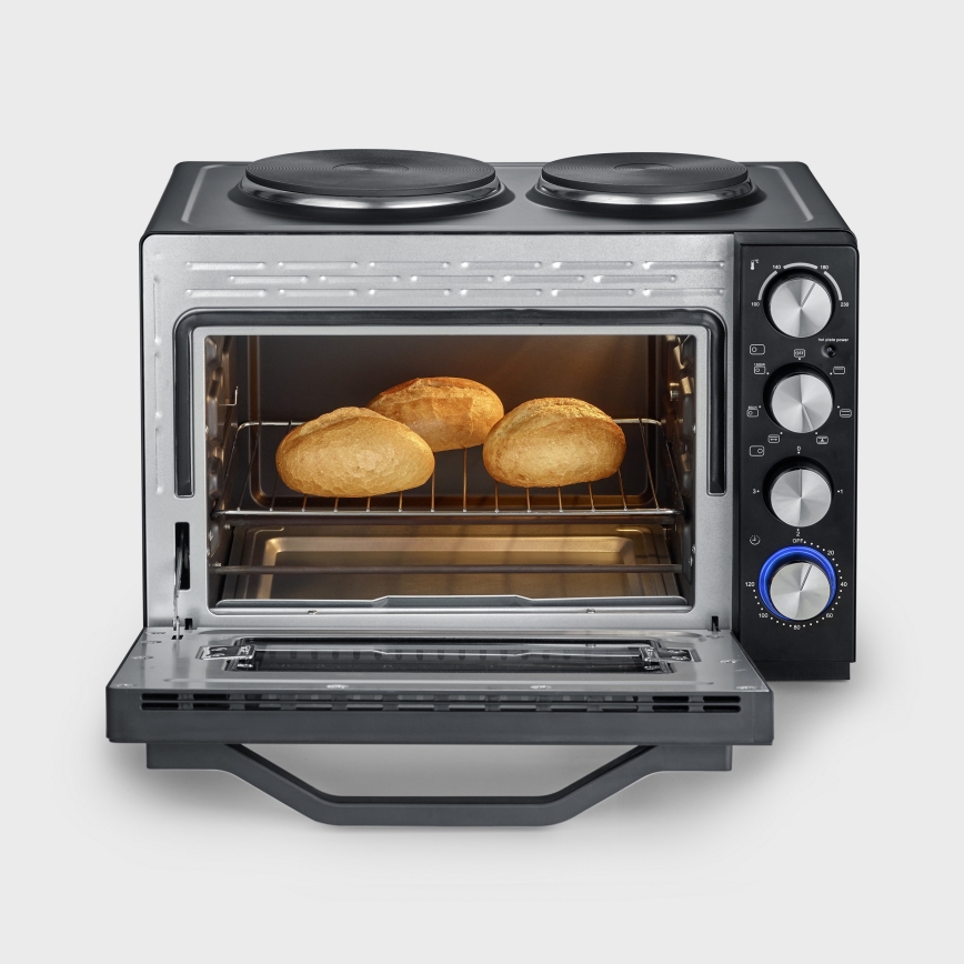Severin TO 2074 - Four à convection avec gril et plaques de cuisson, 2500W/230V, 30 l, noir