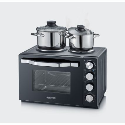 Severin TO 2074 - Four à convection avec gril et plaques de cuisson, 2500W/230V, 30 l, noir