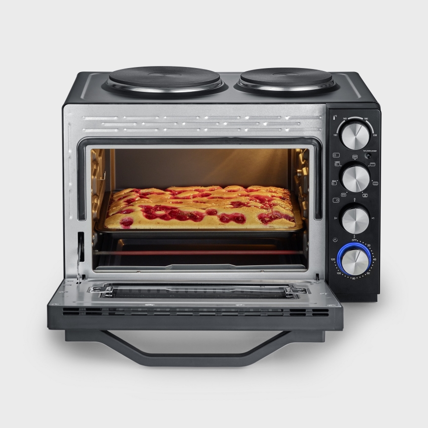 Severin TO 2074 - Four à convection avec gril et plaques de cuisson, 2500W/230V, 30 l, noir