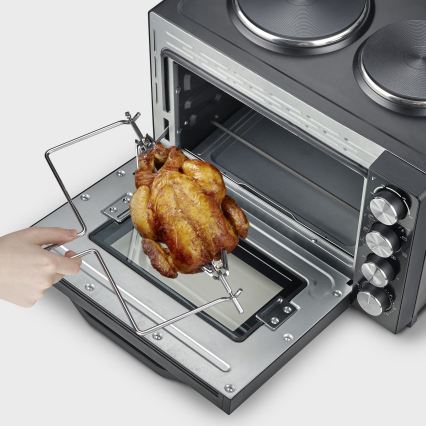 Severin TO 2074 - Four à convection avec gril et plaques de cuisson, 2500W/230V, 30 l, noir