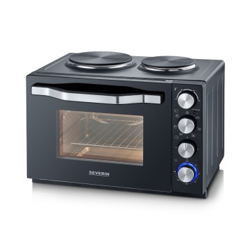 Severin TO 2074 - Heteluchtoven met grill en kookplaten 2500W/230V 30 l zwart