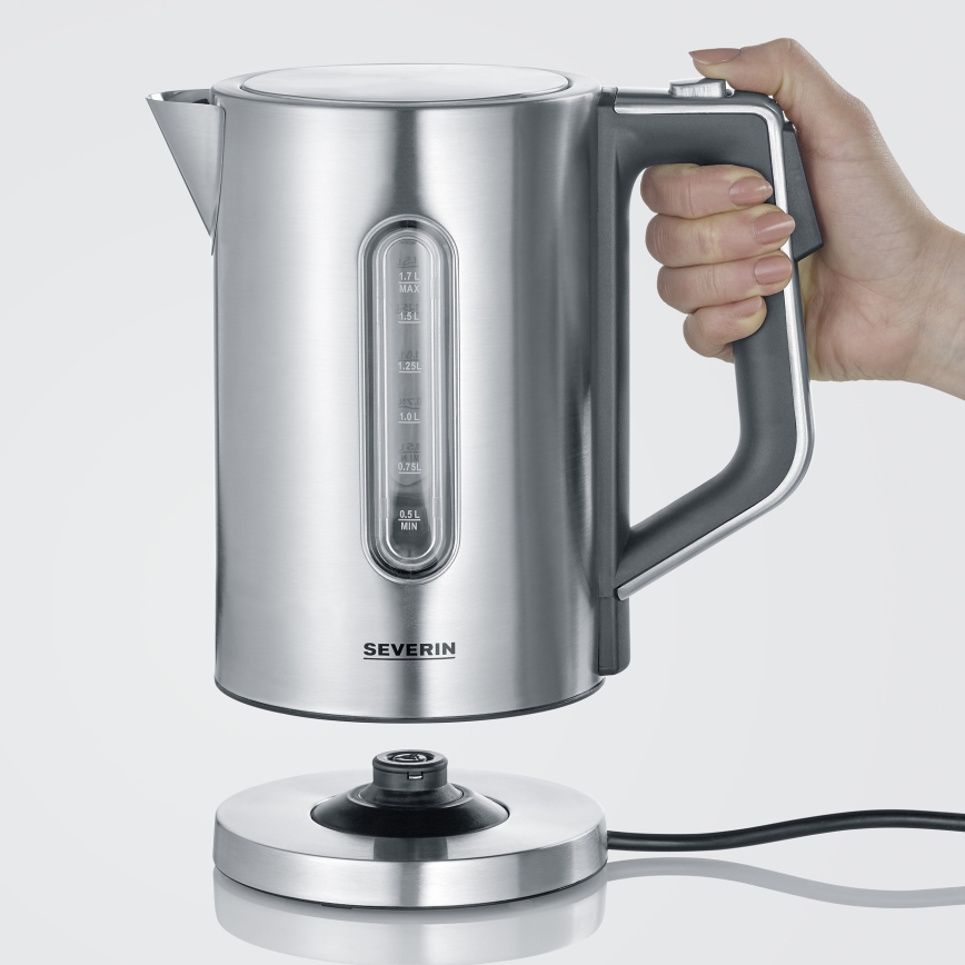 Severin WK 3418 - Elektrische waterkoker 1,7 l 3000W/230V roestvrij staal/zwart