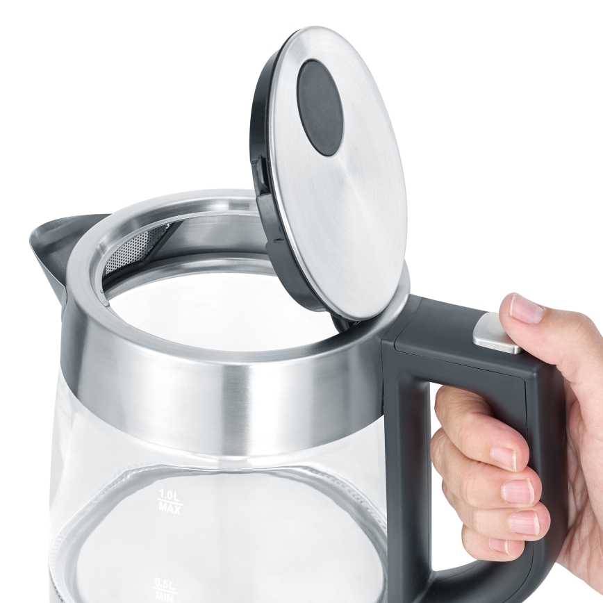 Severin WK 3468 - Bouilloire électrique 1 l, 2200 W/230 V, inox/verre