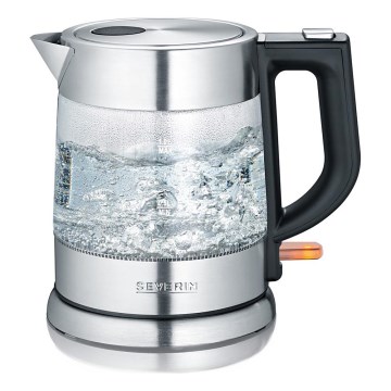 Severin WK 3468 - Elektrische waterkoker 1 l, 2200 W/230 V, roestvrij staal/glas