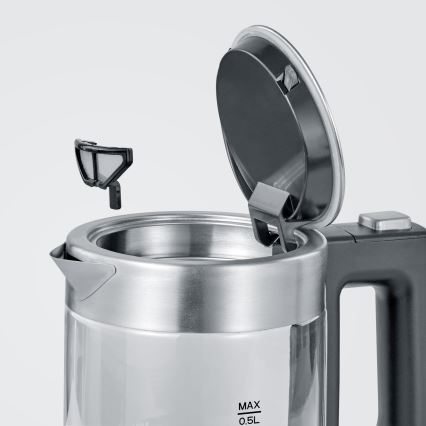 Severin WK 3472 - Snelle waterkoker 0,5 l, 1100 W/230 V, RVS/glas