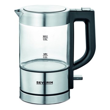 Severin WK 3472 - Snelle waterkoker 0,5 l 1100W/230V RVS/glas