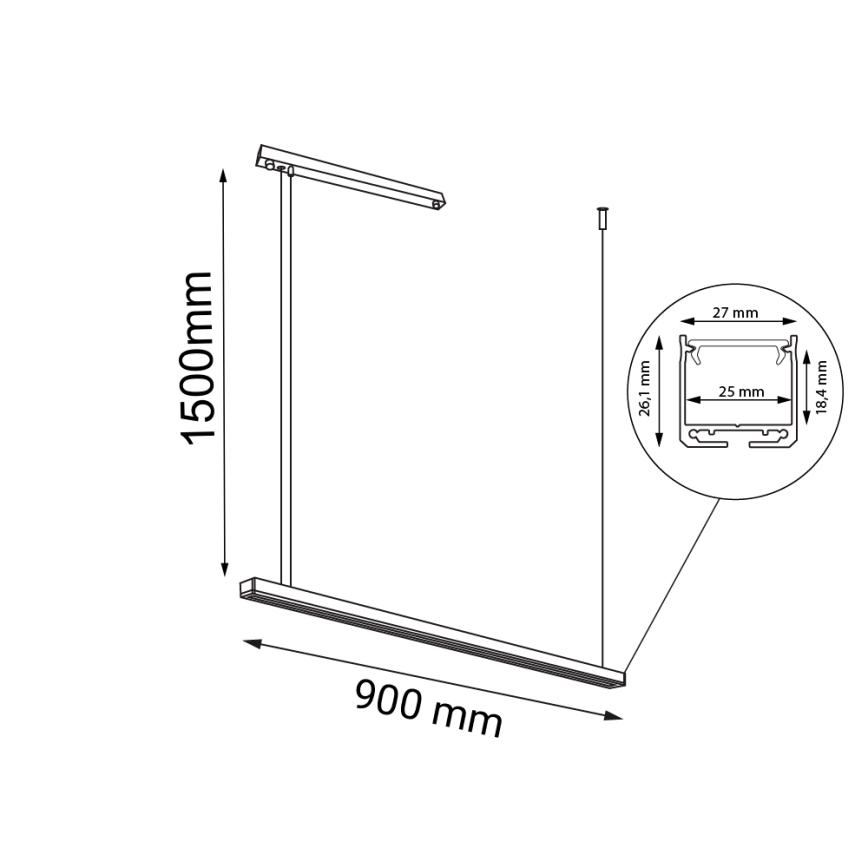 Shilo - LED Hanglamp aan een koord LED/32W/230V 3000K CRI 90 zwart