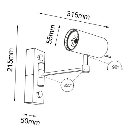 Shilo - Lampe murale 1xGU10/15W/230V noire