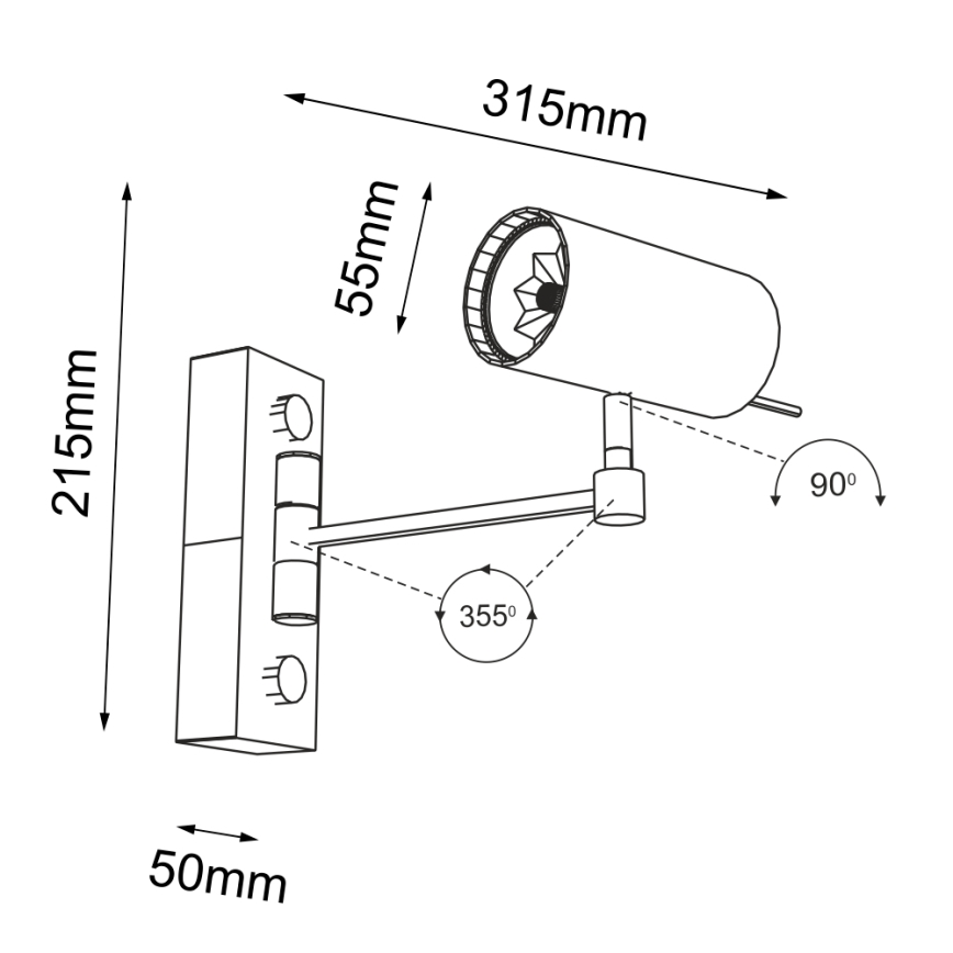 Shilo - Lampe murale 1xGU10/15W/230V noire