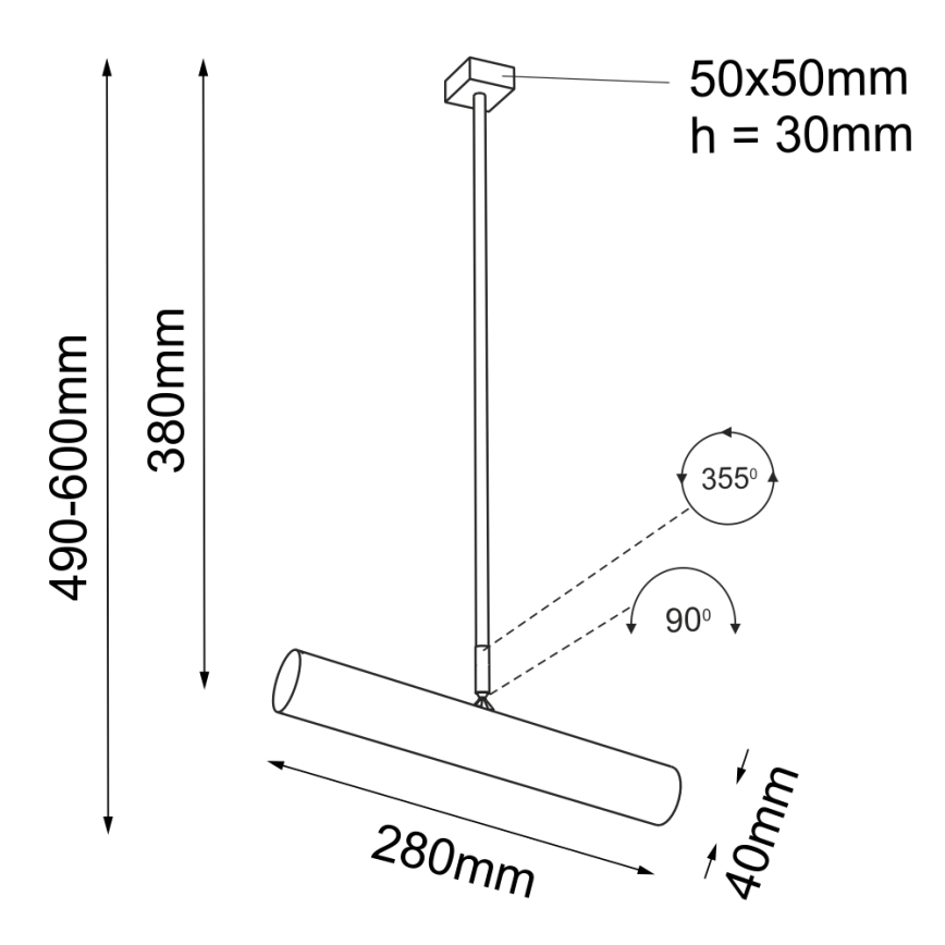 Shilo 2241 - Plafondlamp op paal YABU 1xGU10-MR11/15W/230V zwart