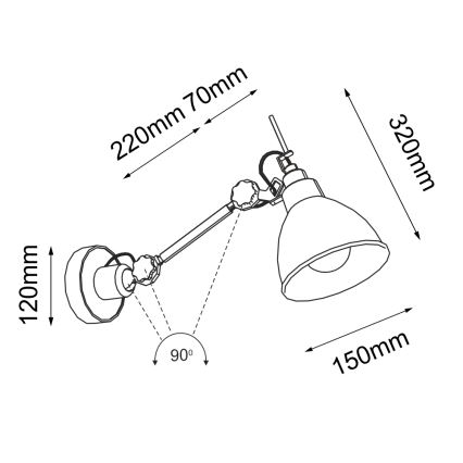 Shilo - Wand Lamp 1xE27/15W/230V zwart