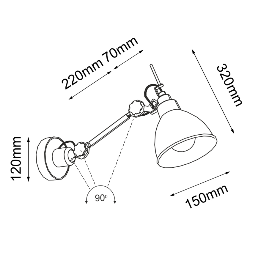 Shilo - Wand Lamp 1xE27/15W/230V zwart
