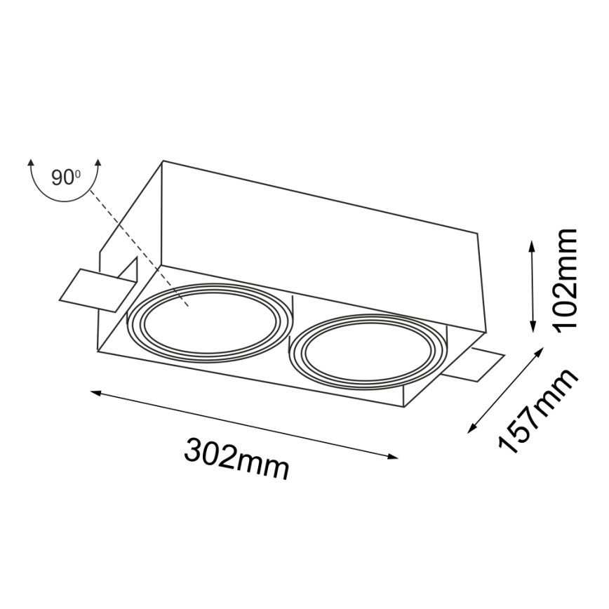 Shilo - Inbouw Lamp 2xGU10/15W/230V wit