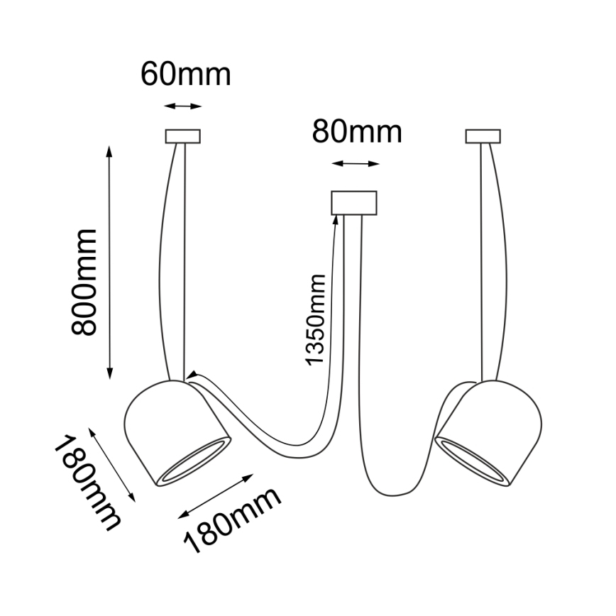 Shilo - Hanglamp aan een koord 2xE14/15W/230V spin zwart