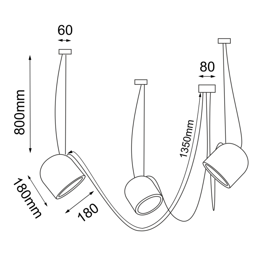 Shilo - Hanglamp aan een koord 3xE14/15W/230V spin zwart