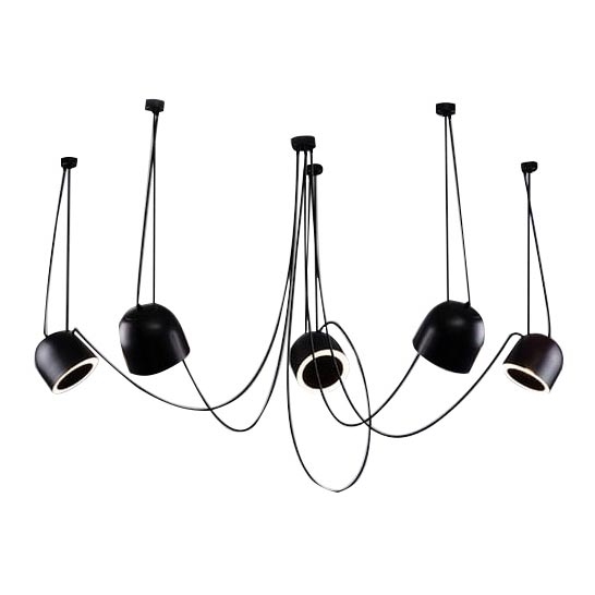 Shilo - Hanglamp aan een koord 5xE14/15W/230V spin zwart