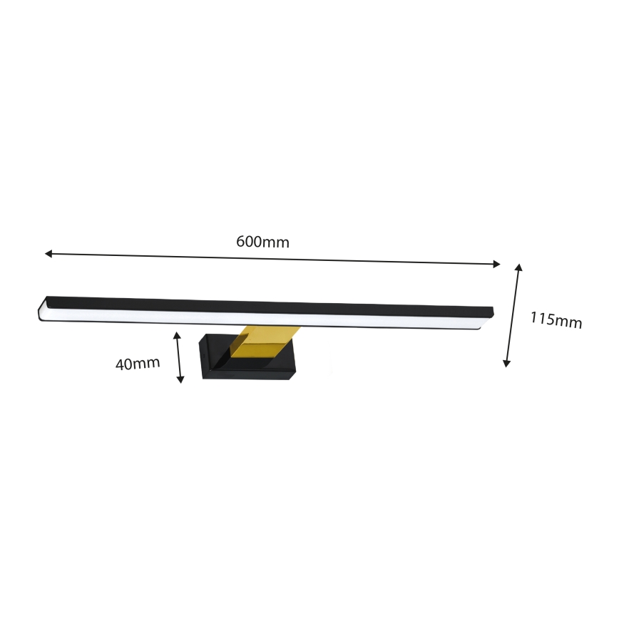LED Badkamerverlichting Spiegel SHINE LED/13,8W/230V IP44 zwart/goud