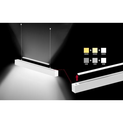 Sinclair - Plafonnier LSM LED/40W/230V 3000K/4000K/5000K 120 cm argenté