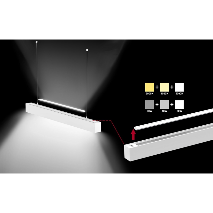 Sinclair - Plafonnier LSM LED/40W/230V 3000K/4000K/5000K 120 cm argenté