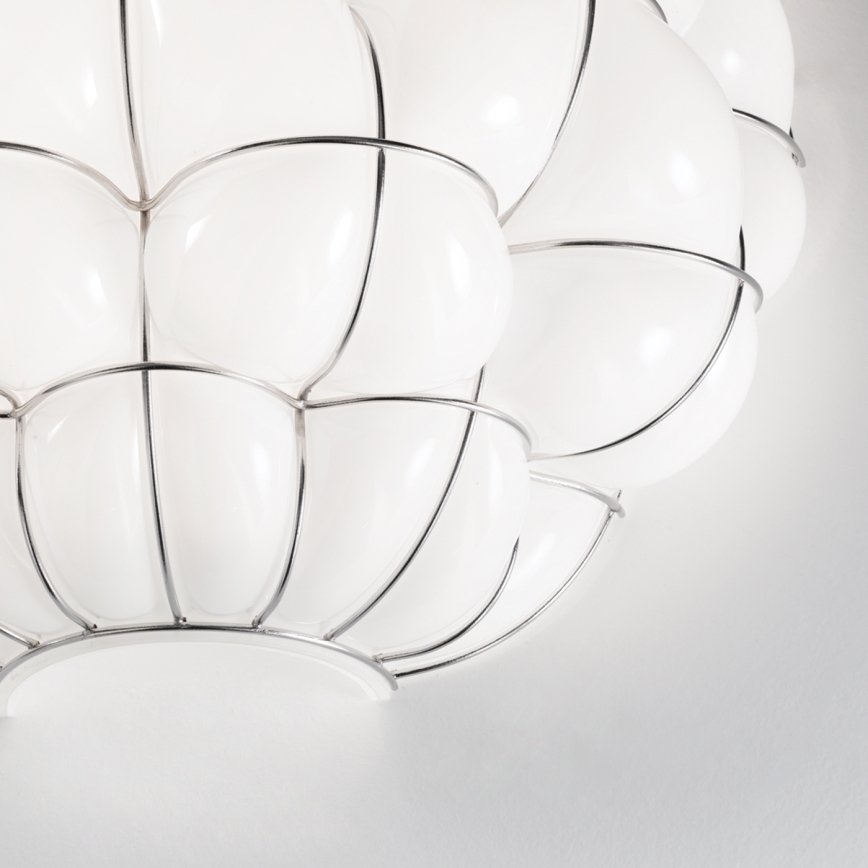 SIRU - Applique murale POUFF 1xE27/60W/230V chrome brillant/blanc Verre vénitien