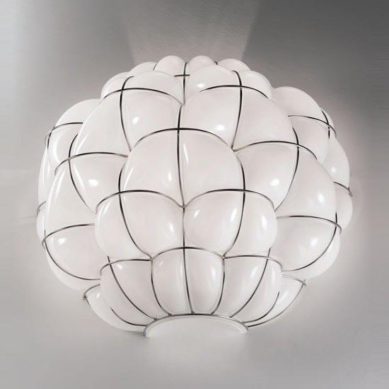 SIRU - Applique murale POUFF 1xE27/60W/230V chrome brillant/blanc Verre vénitien