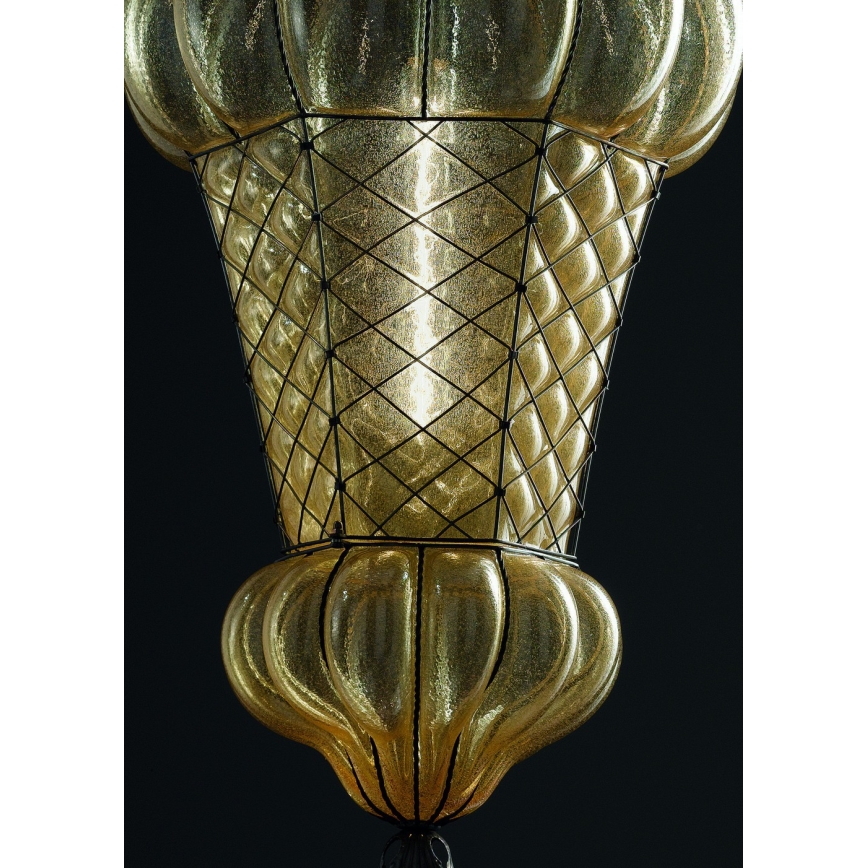SIRU - Hanglamp aan een ketting BABÀ 1xE27/60W/230V diameter 30 cm beige/bruin Venetiaans glas
