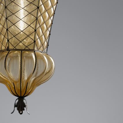SIRU - Hanglamp aan een ketting BABÀ 1xE27/60W/230V diameter 30 cm beige/bruin Venetiaans glas
