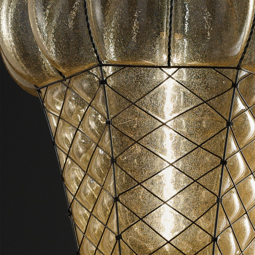 SIRU - Hanglamp aan een ketting BABÀ 1xE27/60W/230V diameter 30 cm beige/bruin Venetiaans glas