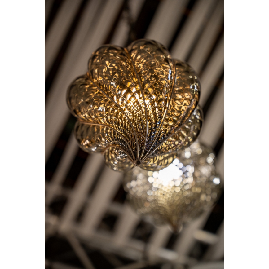 SIRU - Hanglamp aan een ketting GOCCIA 1xE27/60W/230V diameter 25 cm beige/bruin Venetiaans glas