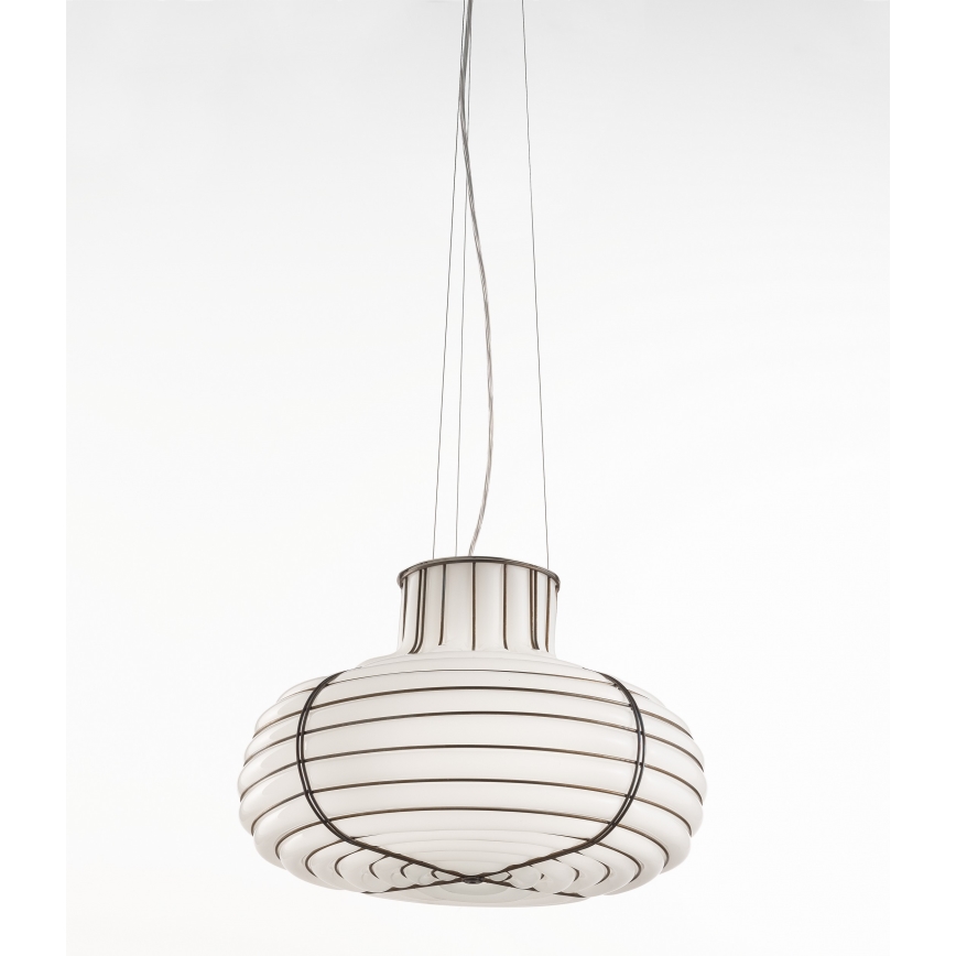 SIRU - Hanglamp aan een koord CHAPEAU 2xE14/40W/230V mat chroom/wit Venetiaans glas