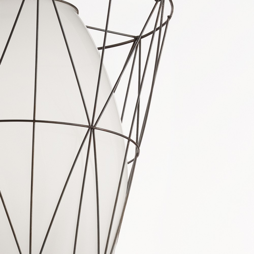 SIRU - Hanglamp aan een koord SEGNI 1xE27/60W/230V zwart/wit Venetiaans glas