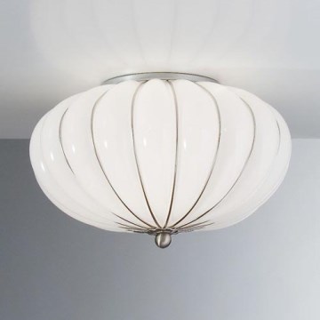 SIRU - Plafondlamp GIOVE 2xE14/40W/230V diameter 29 cm mat chroom/wit Venetiaans glas