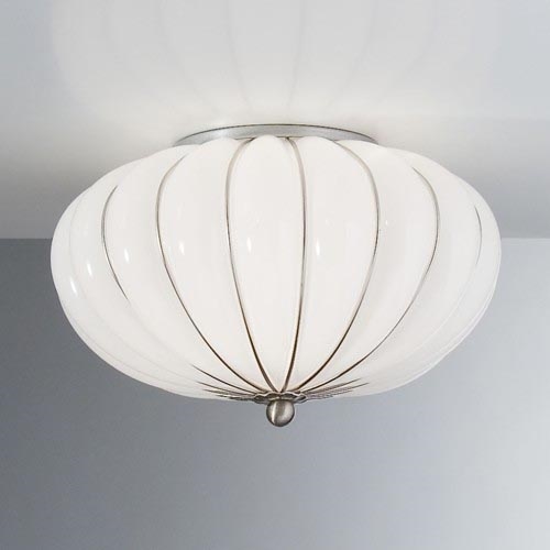 SIRU - Plafondlamp GIOVE 2xE14/40W/230V diameter 29 cm mat chroom/wit Venetiaans glas