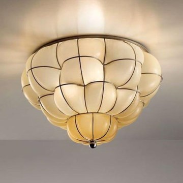 SIRU - Plafondlamp POUFF 3xE27/60W/230V glanzend chroom/beige Venetiaans glas